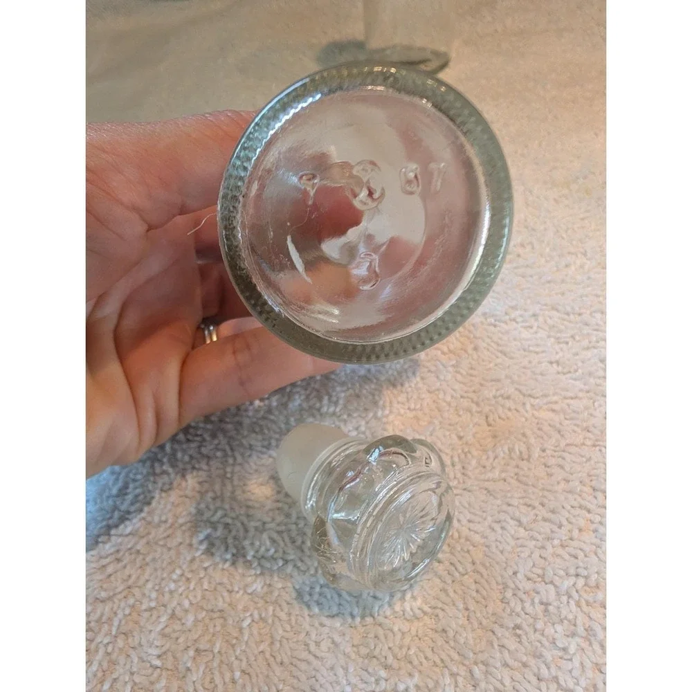 6 Vintage Clear Glass Apothecary Spice Jars/Bottles w/Stoppers Wagner Japan